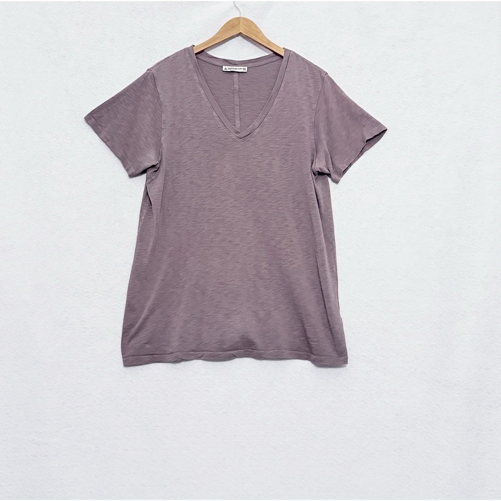 American Giant Premium Slub T-Shirt XL Plum Cotton Knit V-Neck Short Sleeve